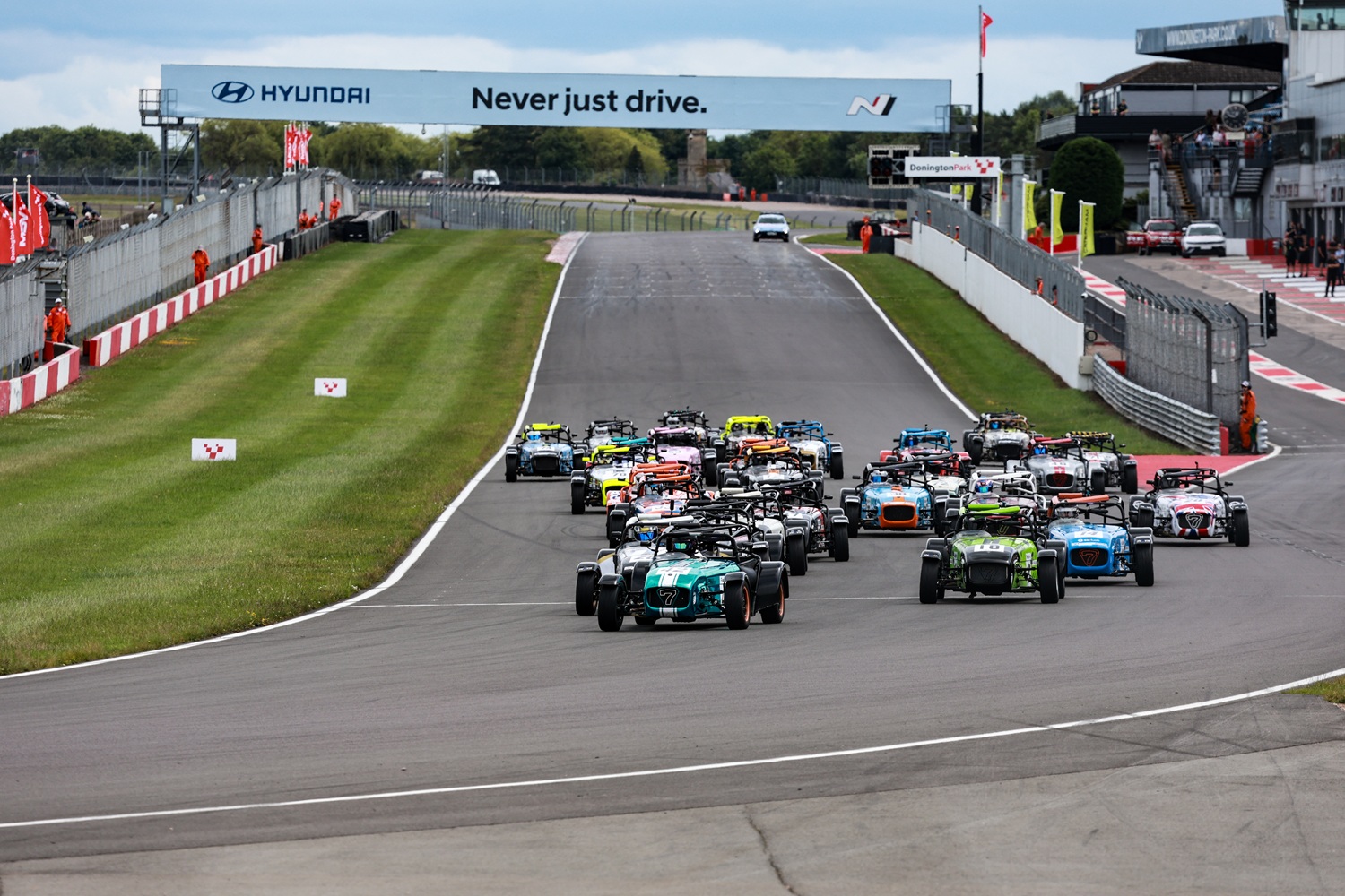 Leading the pack off the line.