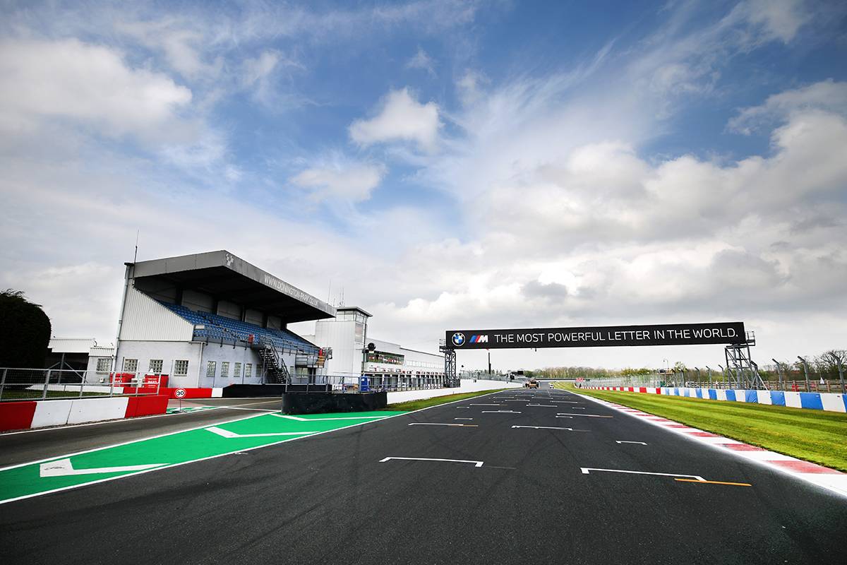 Donington Park stock image of the main straight.