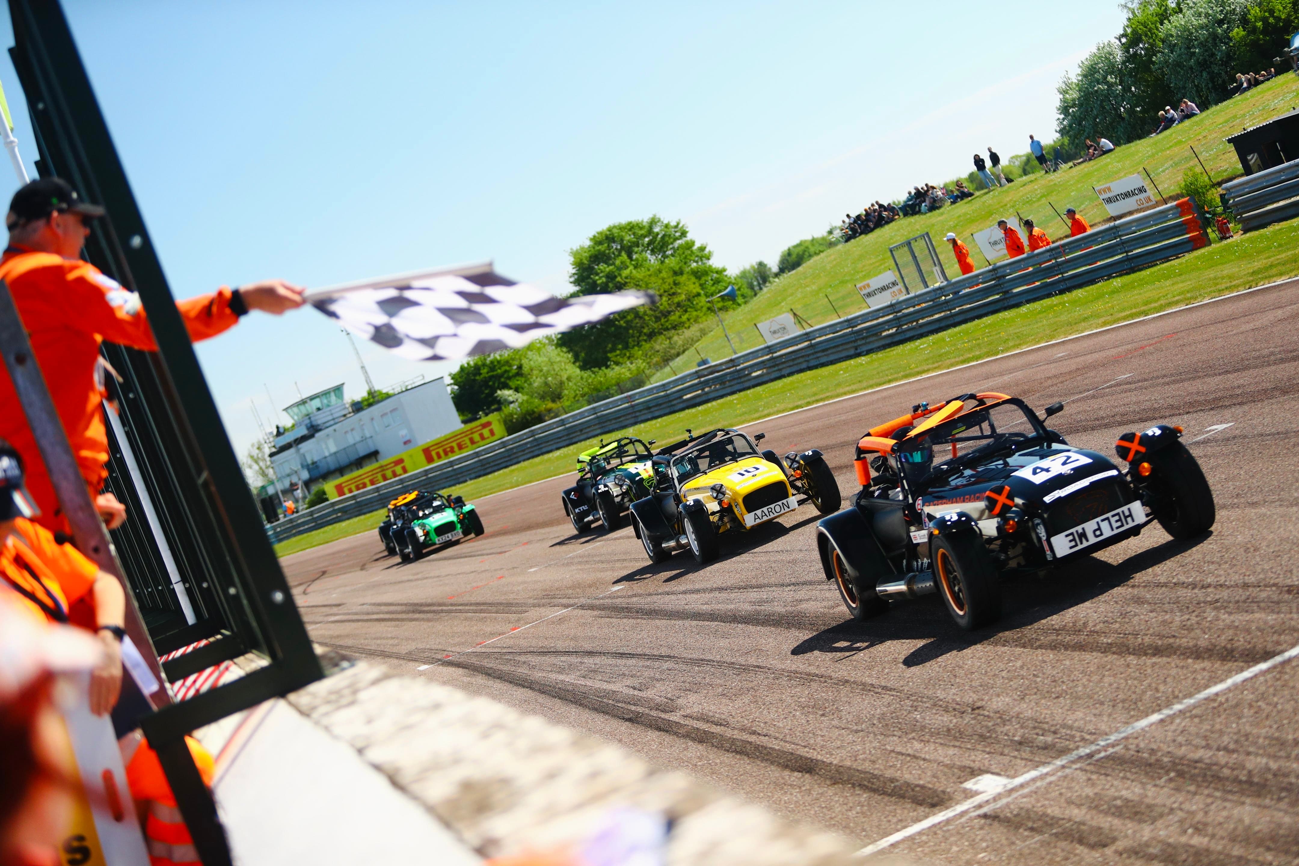 Crossing the line in 1st position.